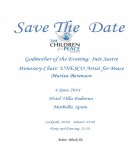 Save the Date – The Children For Peace ONLUS – Marbella