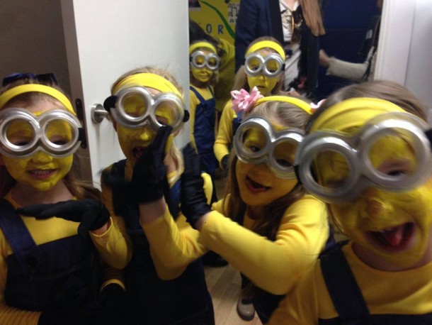 The Year One girls dressed as Minions for their 'Happy' song