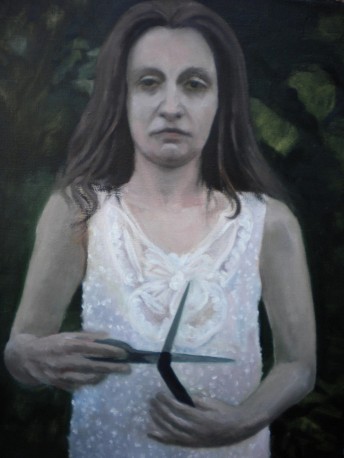 Alina Smocov - 7, self portrait with scissors
